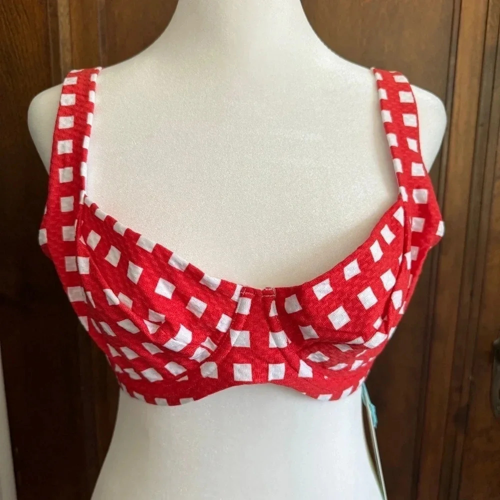 NWT Sea Level Swim Le Damier‎ DD/E Underwire Bra - Orange Red Size US 6